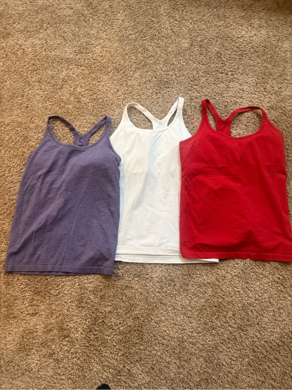 Lululemon Ebb to Street Women’s Ribbed wTank Top - Red, White, Purple all size 1